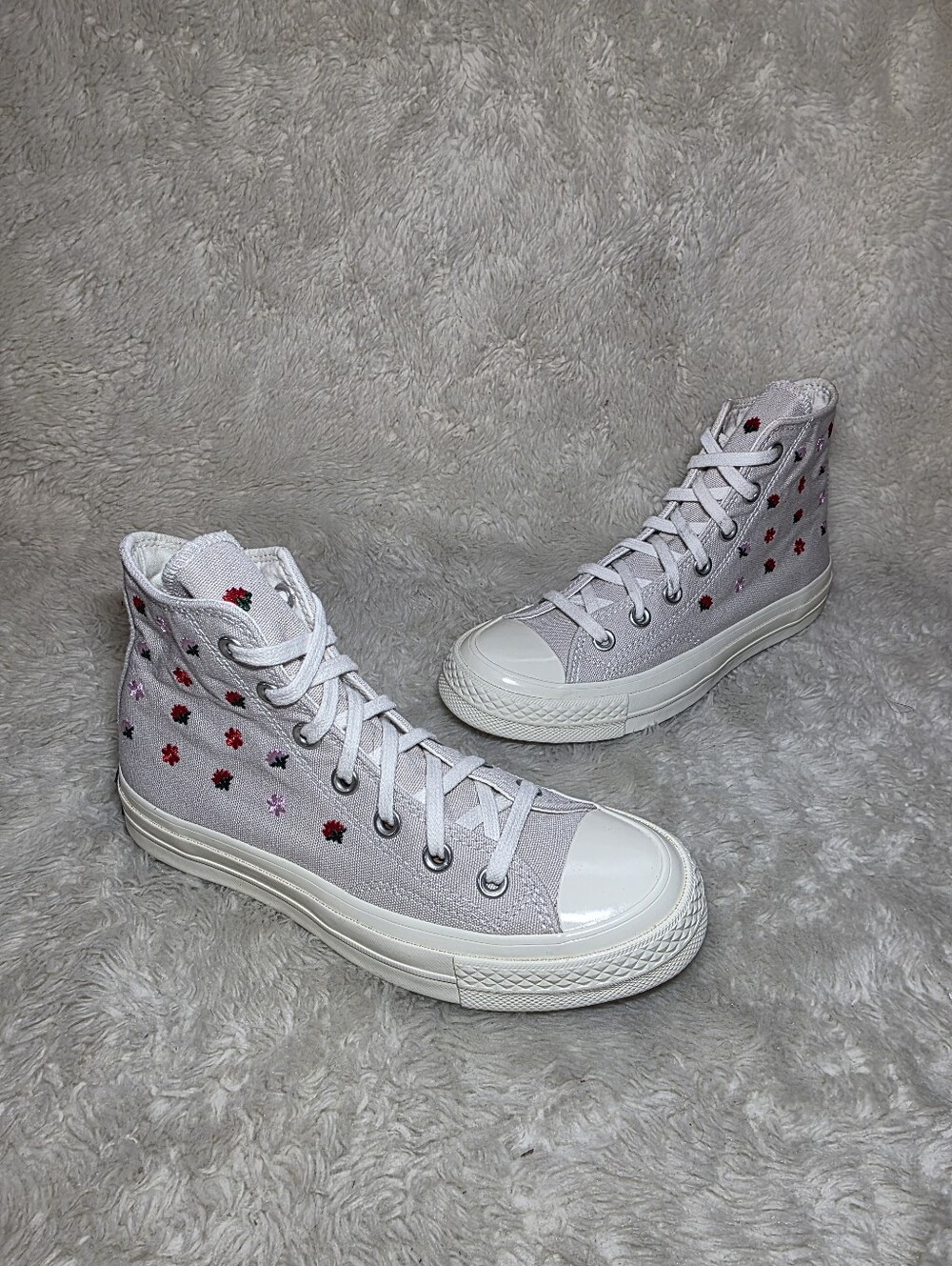 Converse Chuck 70 High Top Floral Embroidered Desert Sand Shoes Womens 6 Boho